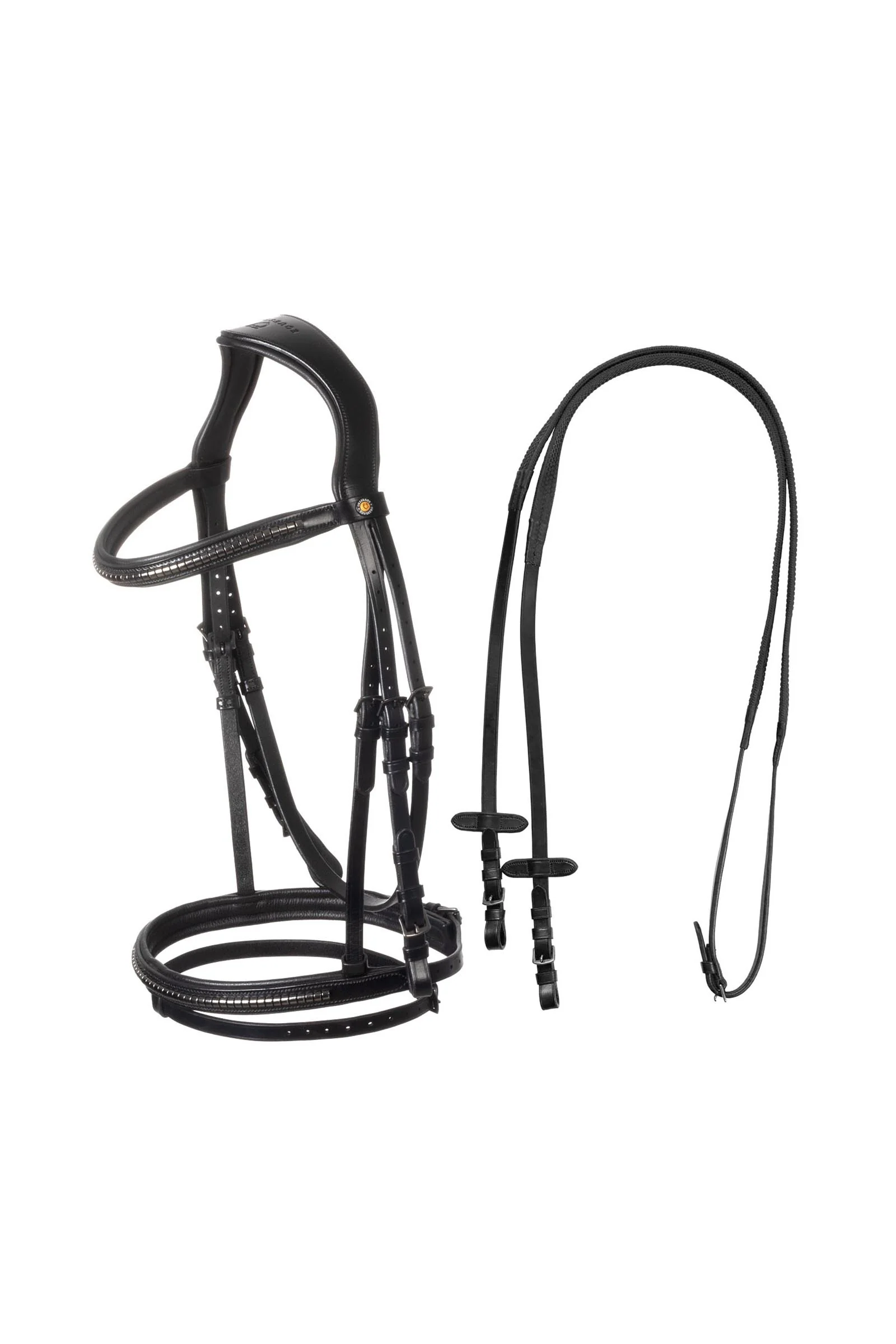 lærhodelag med svarte nagler Black X-Full
