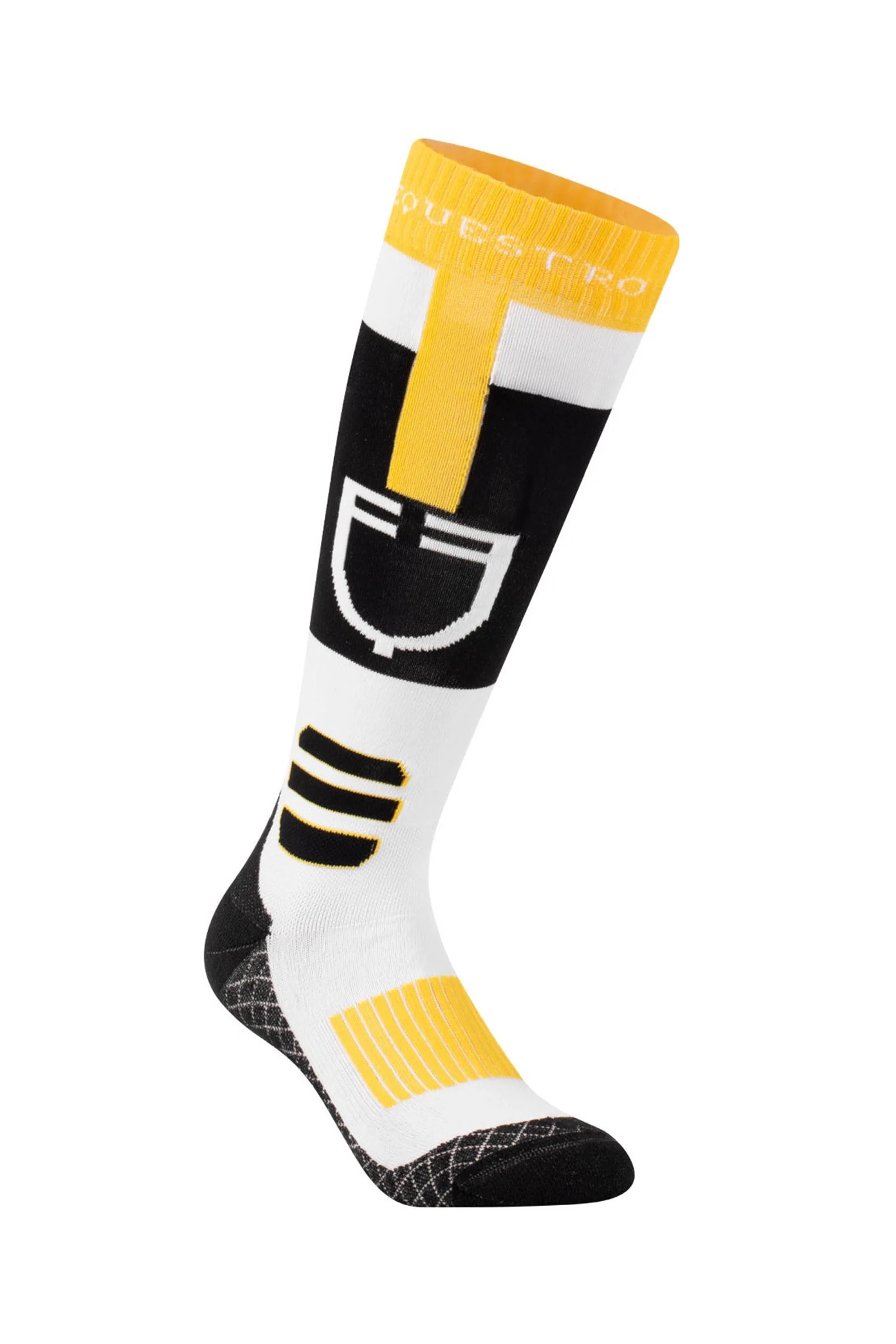 ridesokker i pustende teknisk materiale med logo Black/White/Yellow M