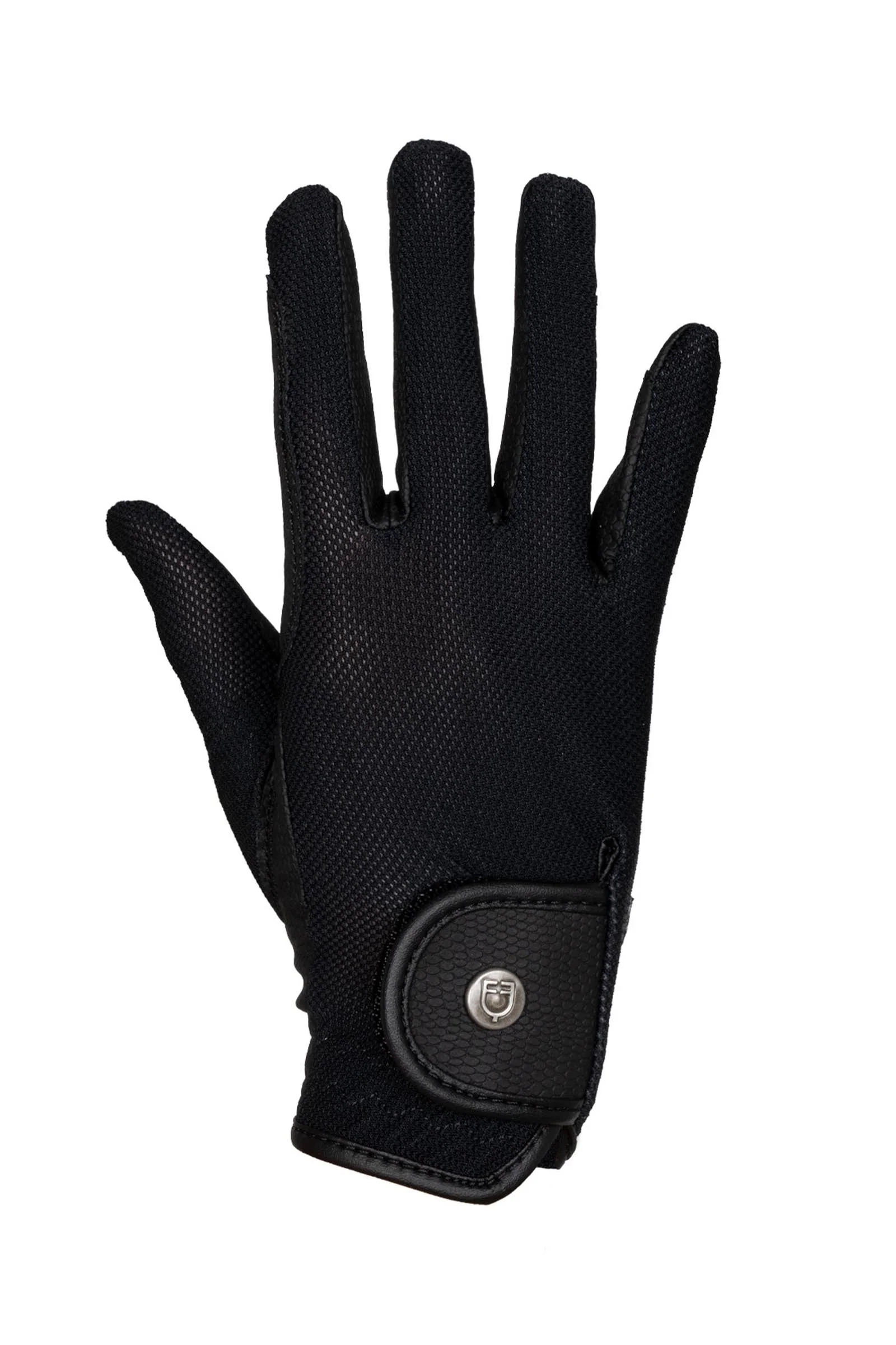 unisex ridehansker i teknisk materiale med meshpaneler Black 6,5
